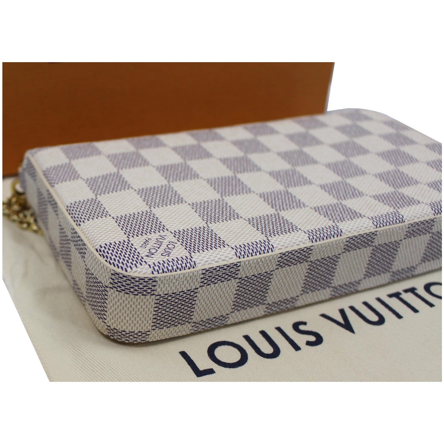 Louis Vuitton Felicie Pochette Damier Azur Canvas White - NOBLEMARS