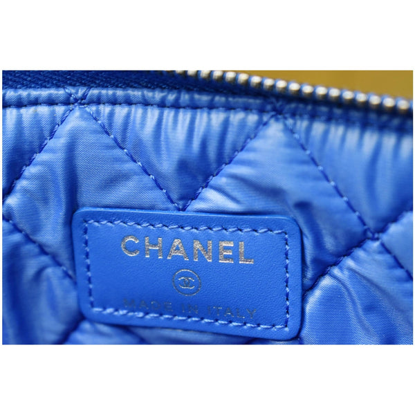 CHANEL Caviar Leather Large O-Case Zip Pouch Blue