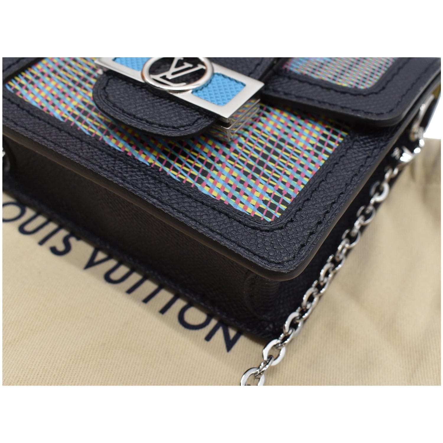 Louis+Vuitton+Dauphine+Shoulder+Bag+Mini+Blue+Leather+Monogram+LV+Pop+Printed  for sale online
