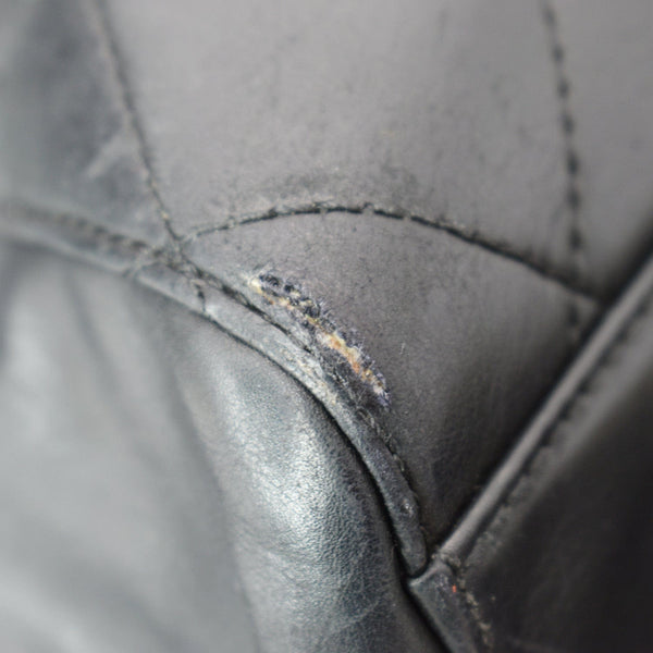 CHANEL Vintage Bekko Lambskin Leather Chain Tote Bag Black