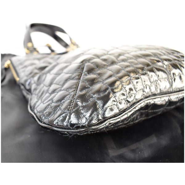 YVES SAINT LAURENT Tribute Embossed Patent Leather Tote Bag Black - Last Call