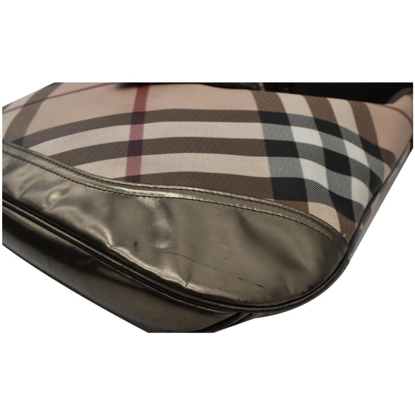 BURBERRY Brooke Check Canvas Hobo Bag Beige