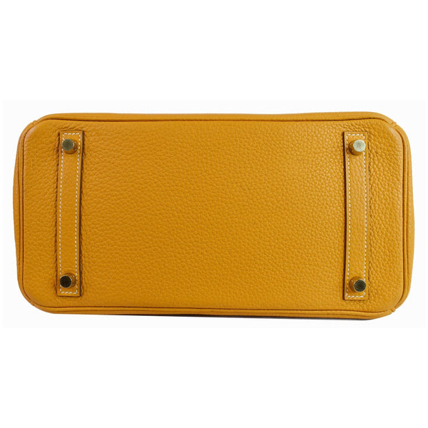 HERMES Birkin 30cm 2014 Clemence Leather Tote Bag Mustard