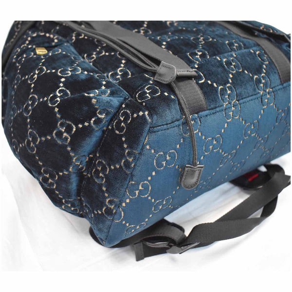 GUCCI Classic GG Monogram Medium Velvet Backpack Dark Blue 574923