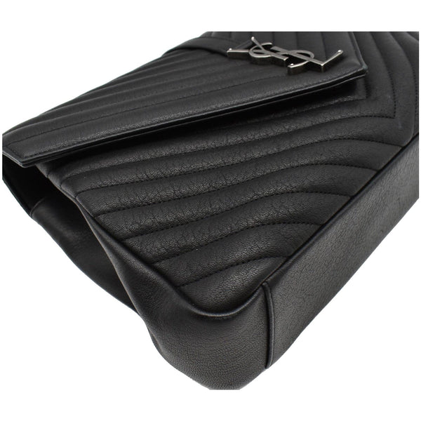 YVES SAINT LAURENT College Medium Flap Matelassé Leather Shoulder Bag Black