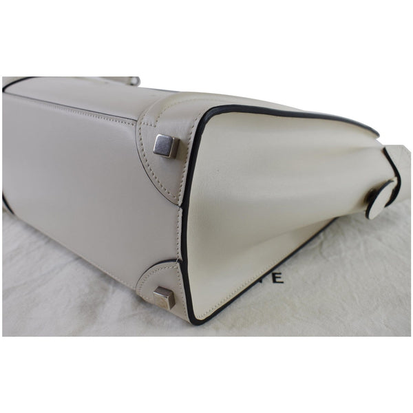 CELINE Mini Luggage Smooth Leather Tote Bag White