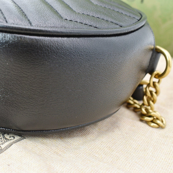 Gucci GG Marmont Mini Round Leather Crossbody Bag Black