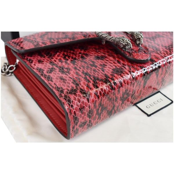 GUCCI Dionysus Mini Python Leather Crossbody Chain Wallet Red 401231