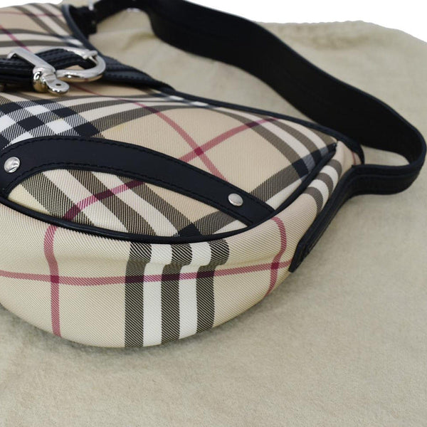 BURBERRY Buckle Small House Check Hobo Shoulder Bag Black