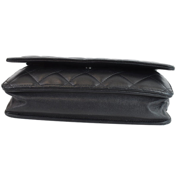 CHANEL Wallet On Chain Lambskin Leather WOC Crossbody Bag Black
