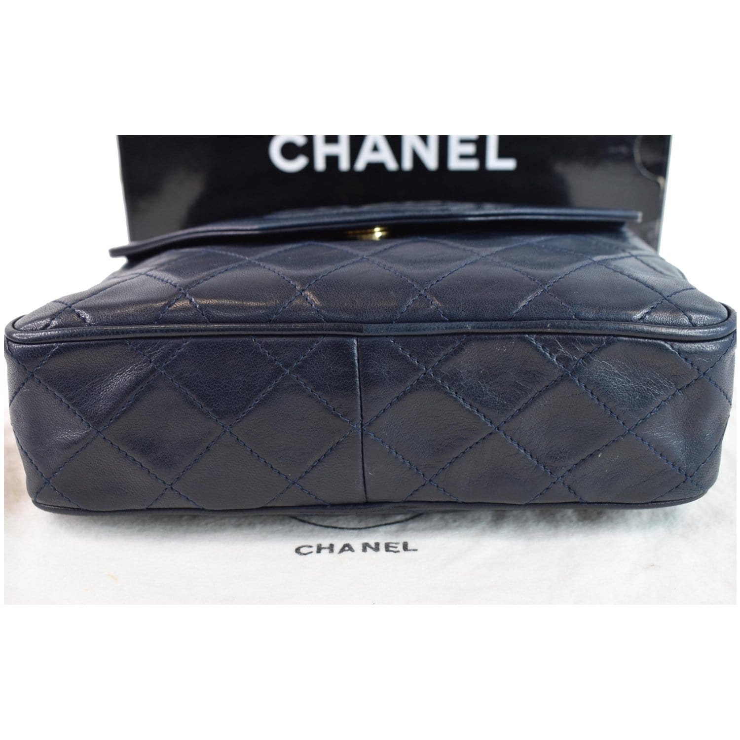 Chanel Blue Lambskin Diagonal Camera Bag Small Q6BAMH1INH004