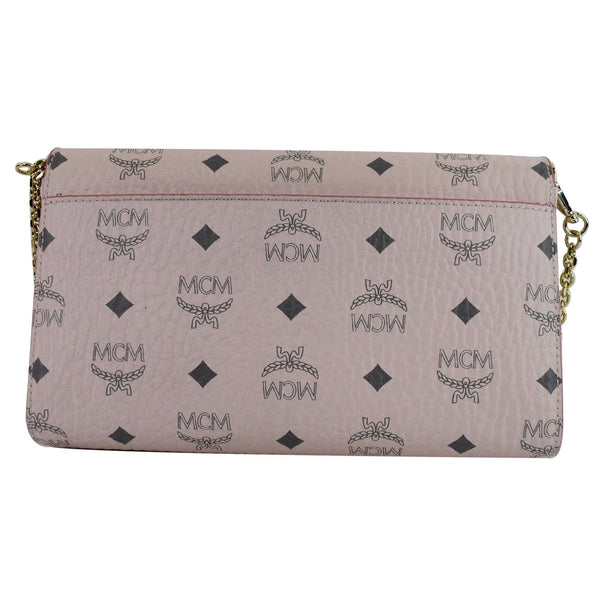MCM Patricia Visetos Leather Crossbody Wallet Powder Pink