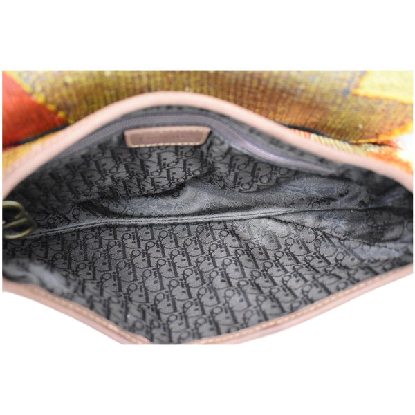 Christain Dior Impression Kilim Tapestry Canvas Saddle Bag inner view