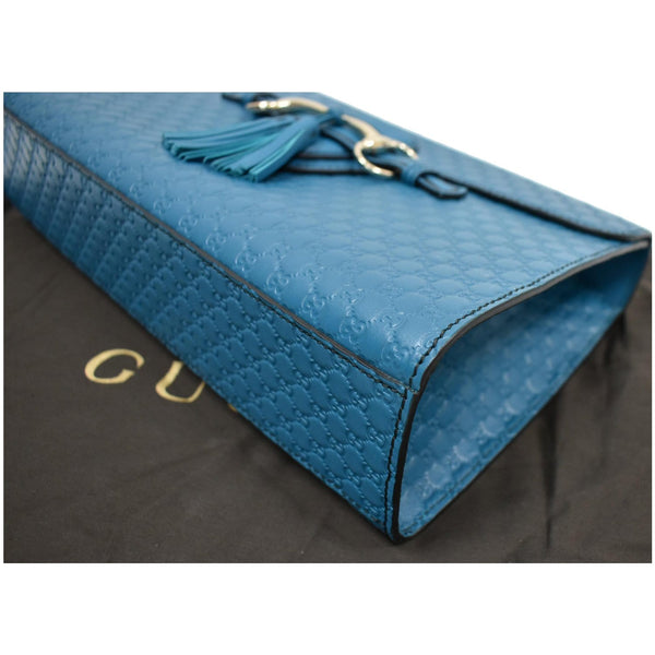 GUCCI Emily Medium GG Guccissima Leather Chain Shoulder Bag Teal