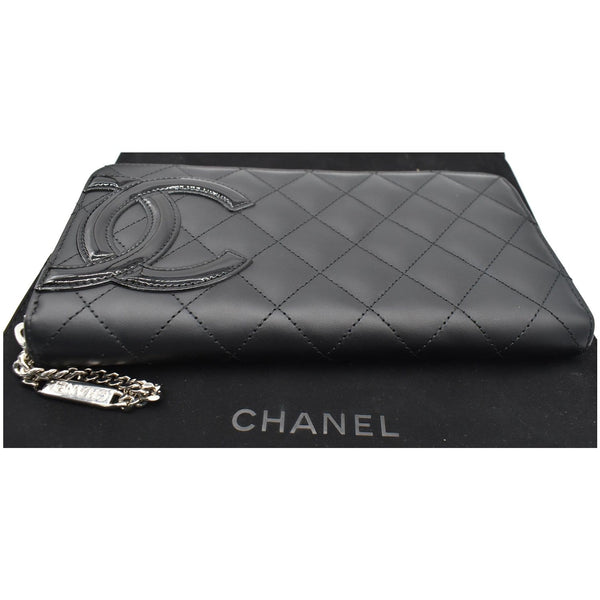 CHANEL Cambon Ligne Quilted Leather Zippy Wallet Black