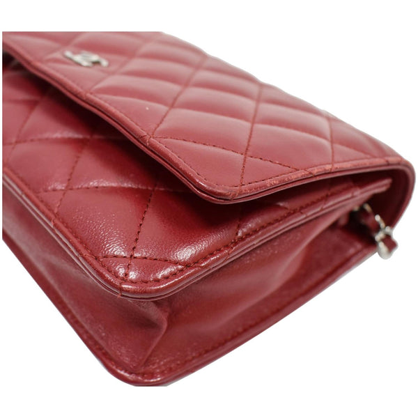 CHANEL CC WOC Leather Wallet On Chain Shoulder Bag Red