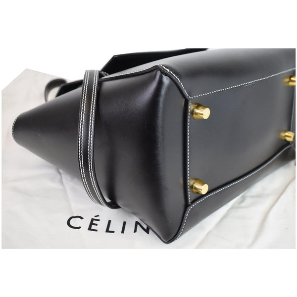 CELINE Double Stitching Mini Belt Calfskin 2Way Shoulder Bag Black