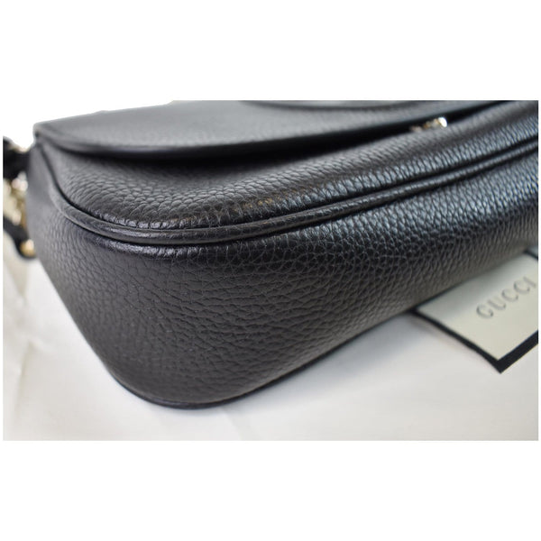 GUCCI Soho Chain Flap Leather Shoulder Bag Black 536224