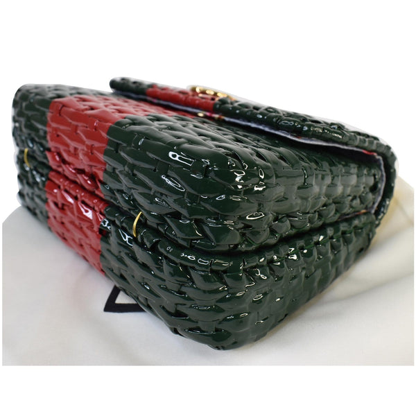 Gucci Wicker Linea Cestino Mini Web Shoulder Bag - green