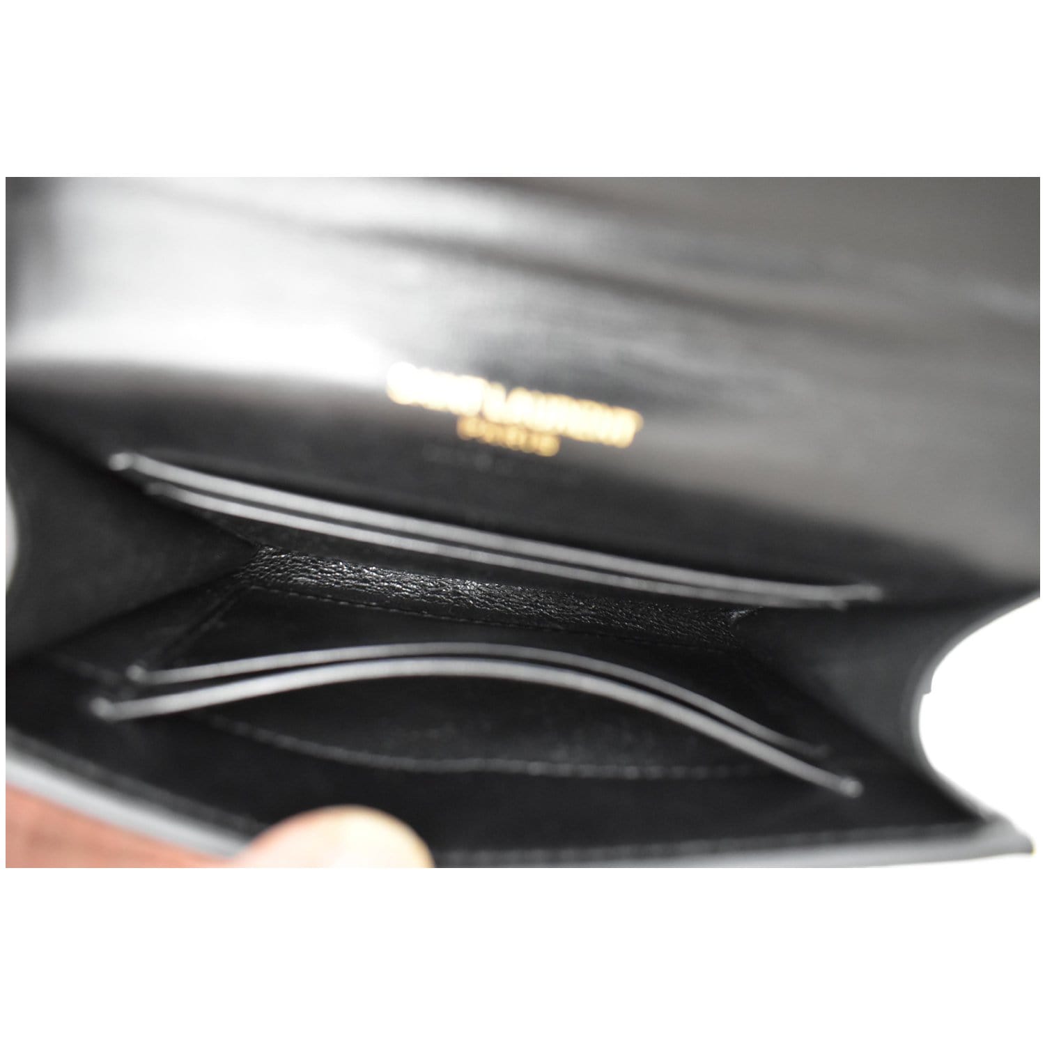 YVES SAINT LAURENT Envelope Glitter Patent Leather Wallet Red