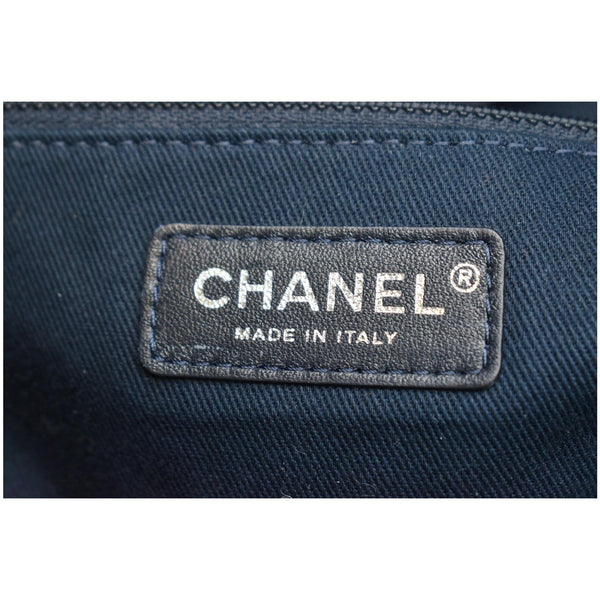 Chanel Deauville Large Denim Shopping Tote Bag Dark Blue
