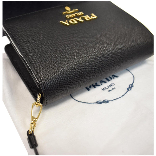 PRADA Saffiano Leather Mini Shoulder Bag Black