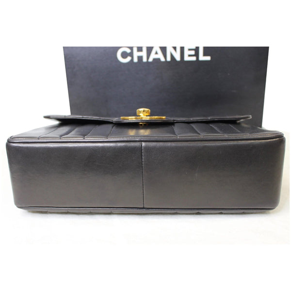 CHANEL Vintage Classic Jumbo Single Flap Vertical Lambskin Shoulder Bag Black