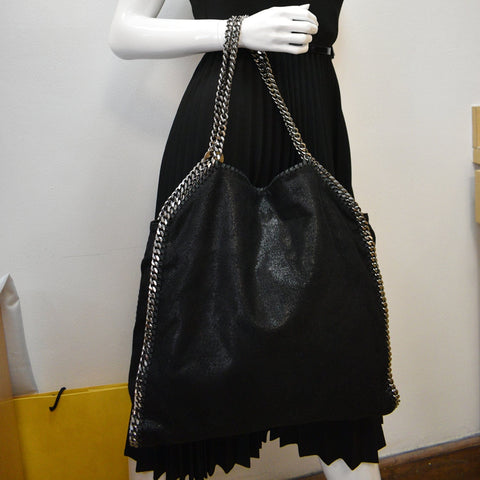 STELLA MCCARTNEY Falabella Large Faux Leather Chain Shoulder Bag Black