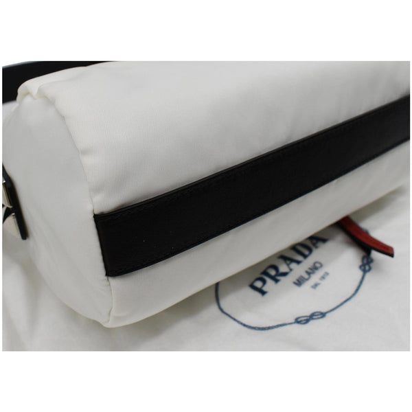 Prada New Vela Cylindrical Nylon Shoulder Bag White