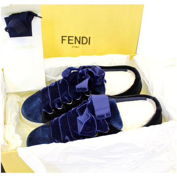  Fendi Velvet Sneakers in Blue & Black for sale