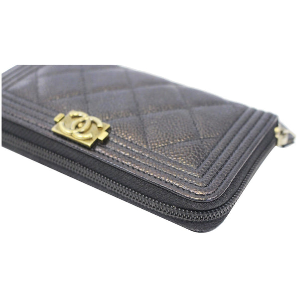 Chanel Boy Caviar leather wallet - side view