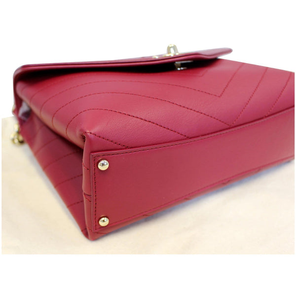 CHANEL Chevron Envelope Flap Lambskin Leather Shoulder Bag Red