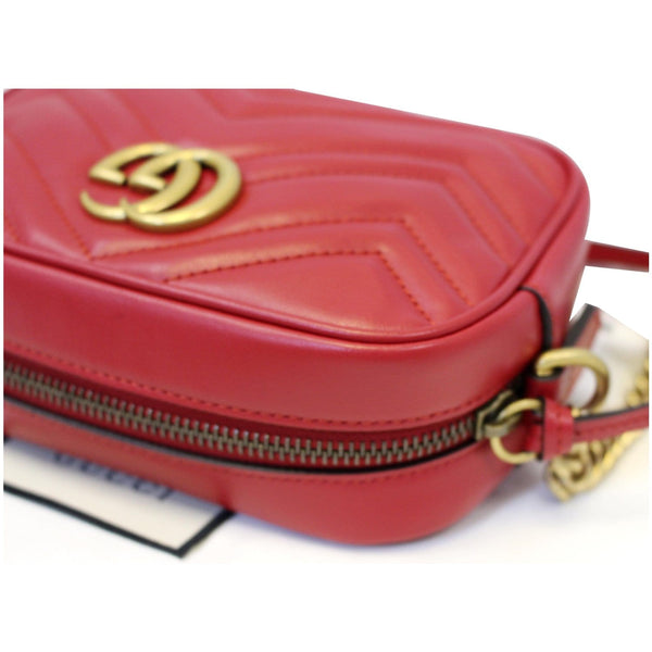 GUCCI GG Marmont Matelasse Mini Leather Crossbody Bag Red