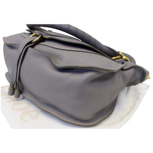 CHLOE Medium Marcie Pebbled Leather Satchel Shoulder Bag Grey-US
