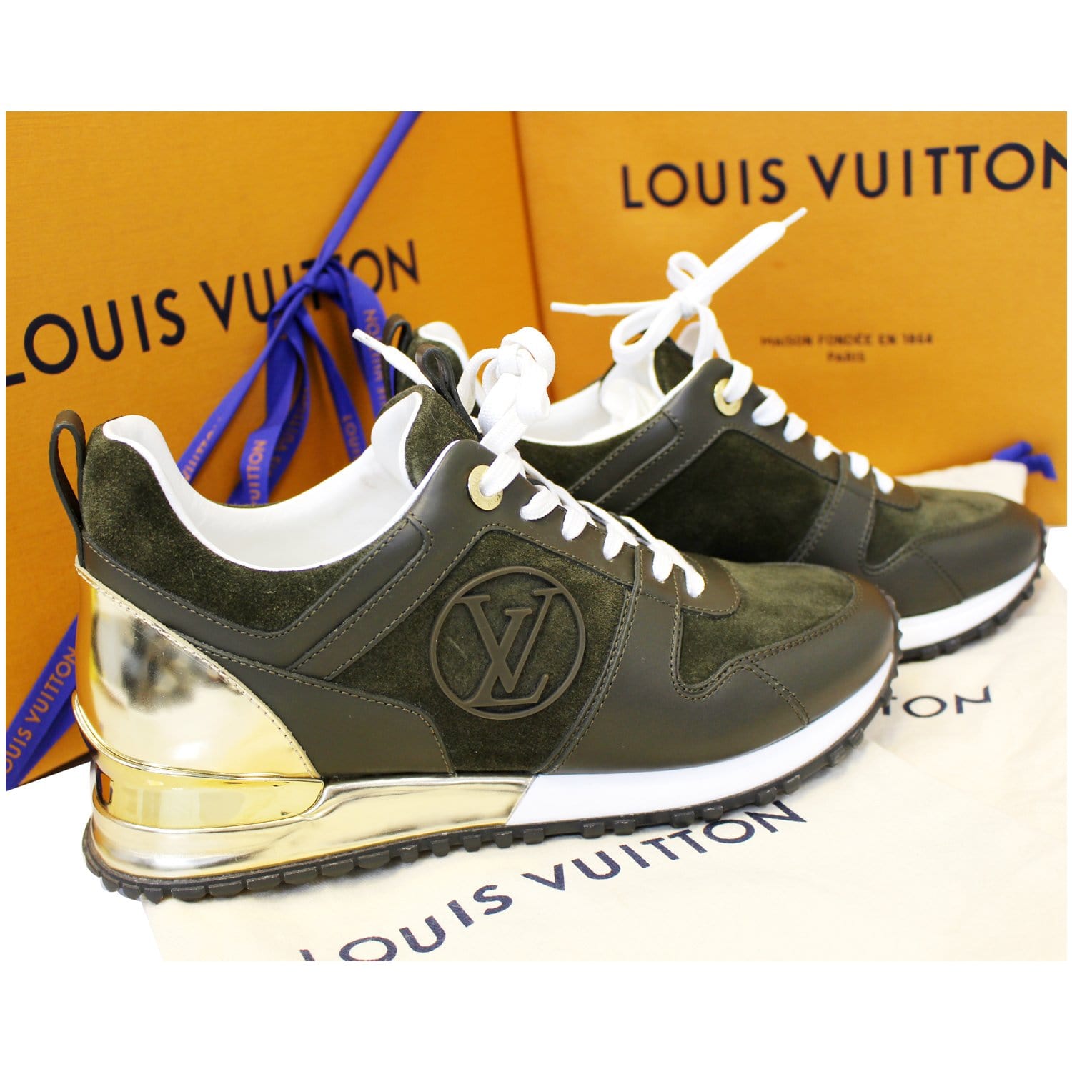 Louis Vuitton Monogram Canvas and Suede Run Away Sneakers Size 37.5 Louis  Vuitton