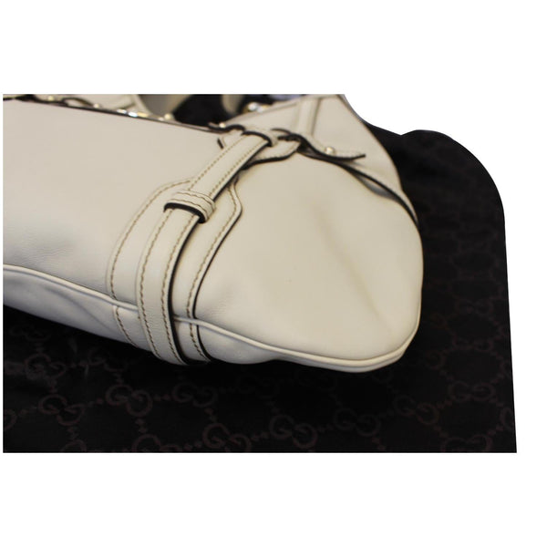 Gucci 85th Anniversary Horsebit Leather Hobo Bag White - corner