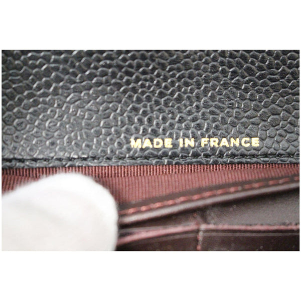 CHANEL Gusset Flap Caviar Leather Wallet Black