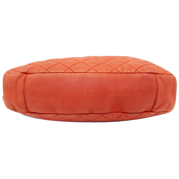 Chanel Flap Red Soft Caviar Shoulder Crossbody Bag- bottom view