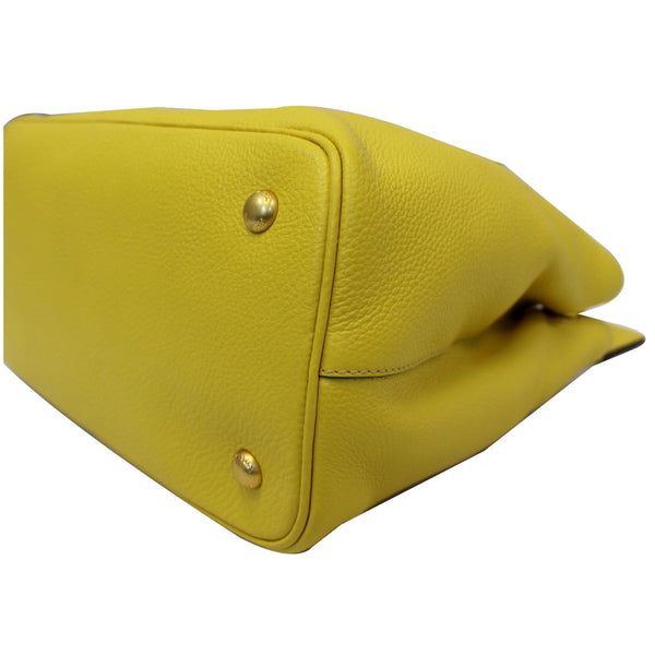 Prada Vitello Phenix Leather Tote Bag Yellow For Women side view