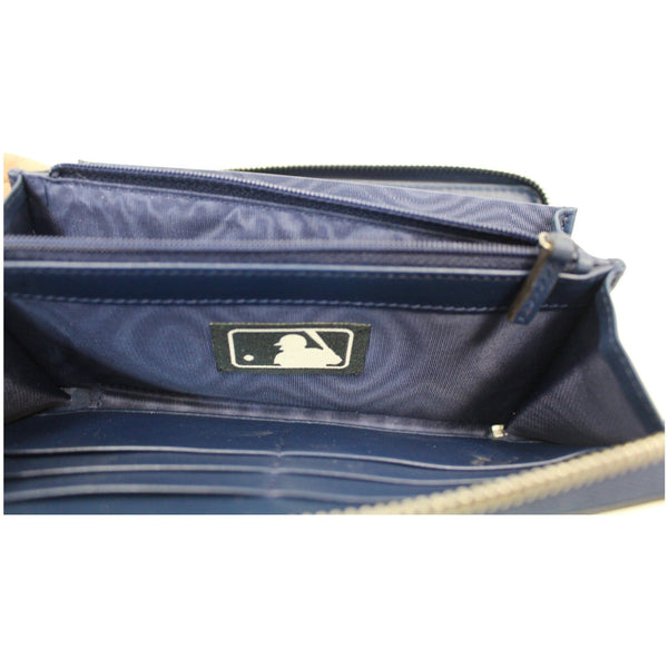 GUCCI Zip Around NY New York Yankees Patch Guccissima Wallet Blue - Last Call