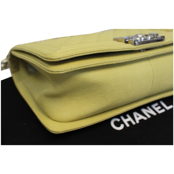 used Chanel Medium Boy Flap Bag Caviar Quilted Leather Yellow 
