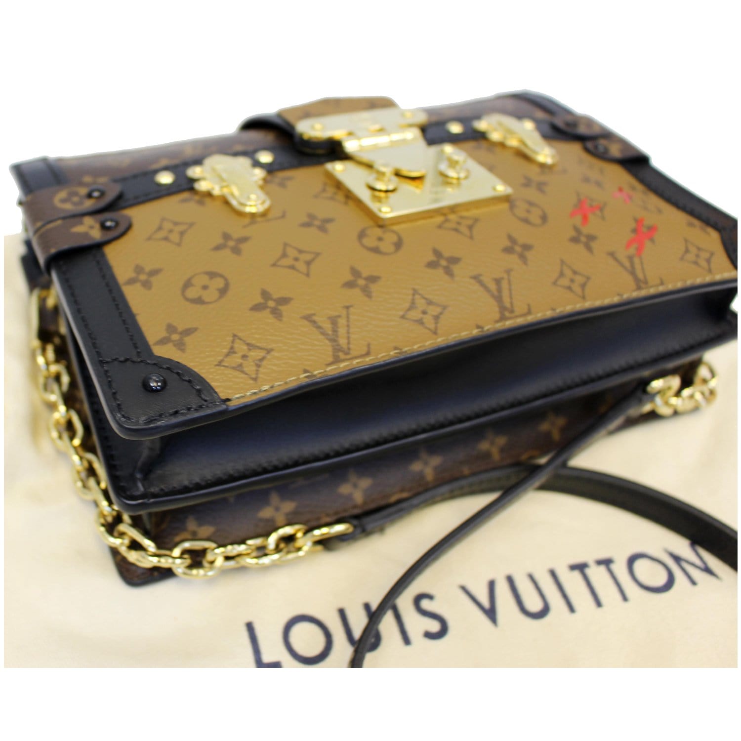 Louis Vuitton Clutch Box bag in brown monogram and black leather - DOWNTOWN  UPTOWN Genève