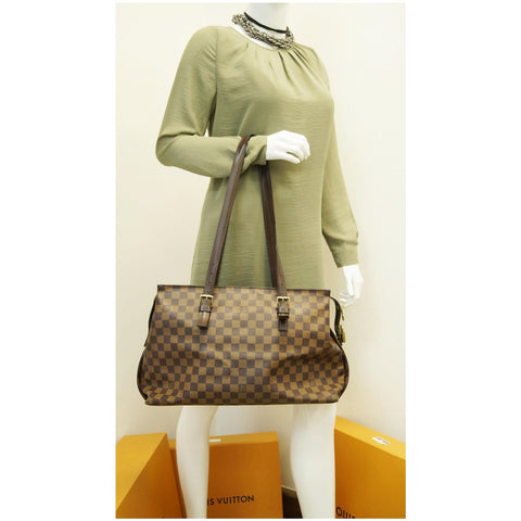 LOUIS VUITTON Chelsea Damier Ebene Shoulder Bag Brown
