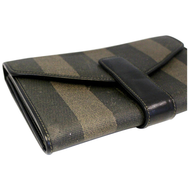 Fendi Vintage Pequin Stripe Wallet Brown - patent leather