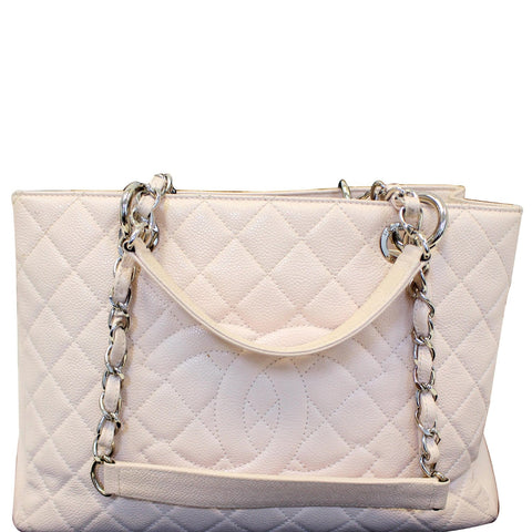 CHANEL Grand Shopping Caviar Leather Tote Shoulder Bag Blush Pink