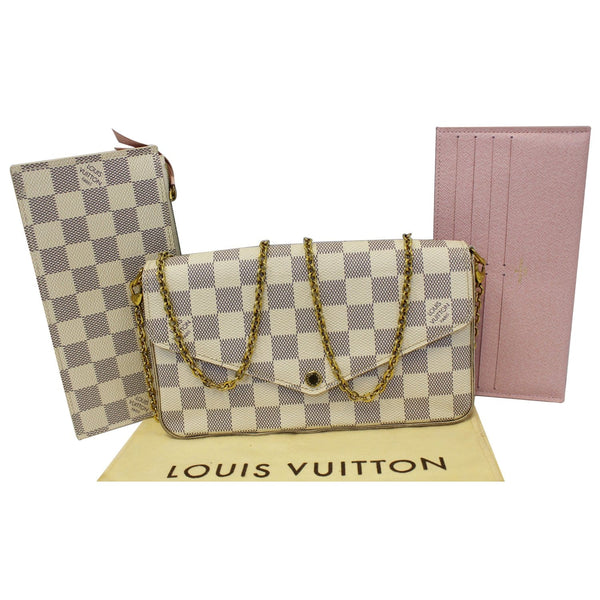 LOUIS VUITTON Pochette Felicie Damier Azur Crossbody Bag White