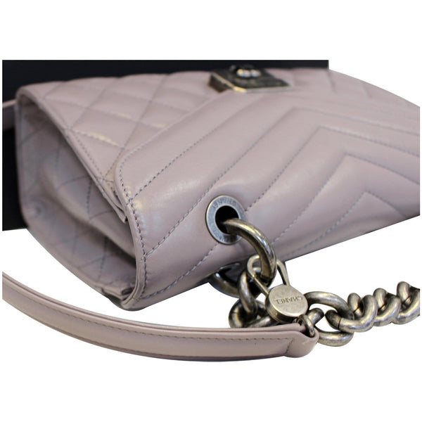 Chanel Flap Bag Quilted Sheepskin with Handle Lilac corner view