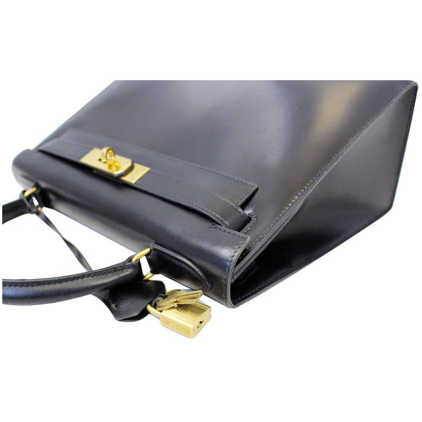 HERMES Kelly Sellier 28 Box Leather Bag Black-US