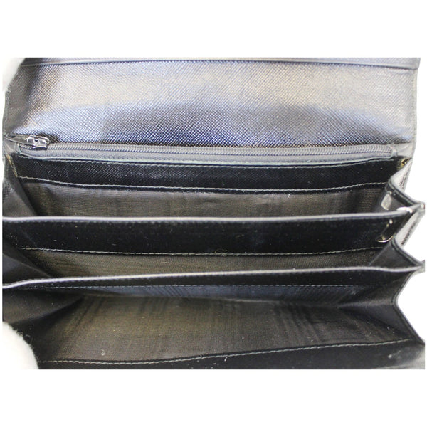Prada Nylon Wallet | Bifold Long Black Wallet -  Internal Pockets View