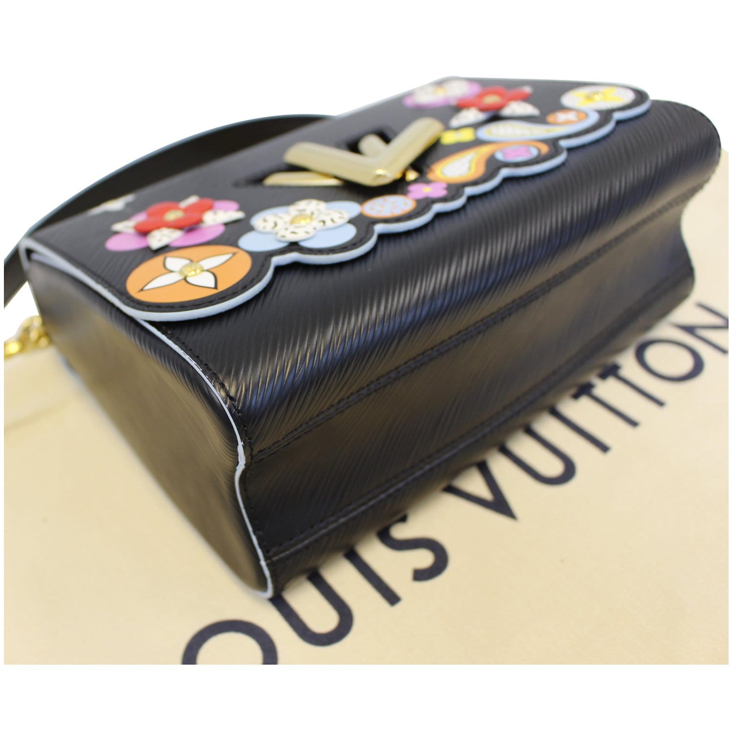 Louis Vuitton Black/Red Epi Leather Floral Motif Twist MM Bag at